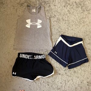 Kids Under Armour short and tank top size Medium